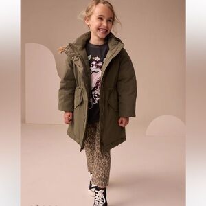 Zara Girl’s Green Puff Jacket Teddy Sherpa Lined Size 6 Hooded